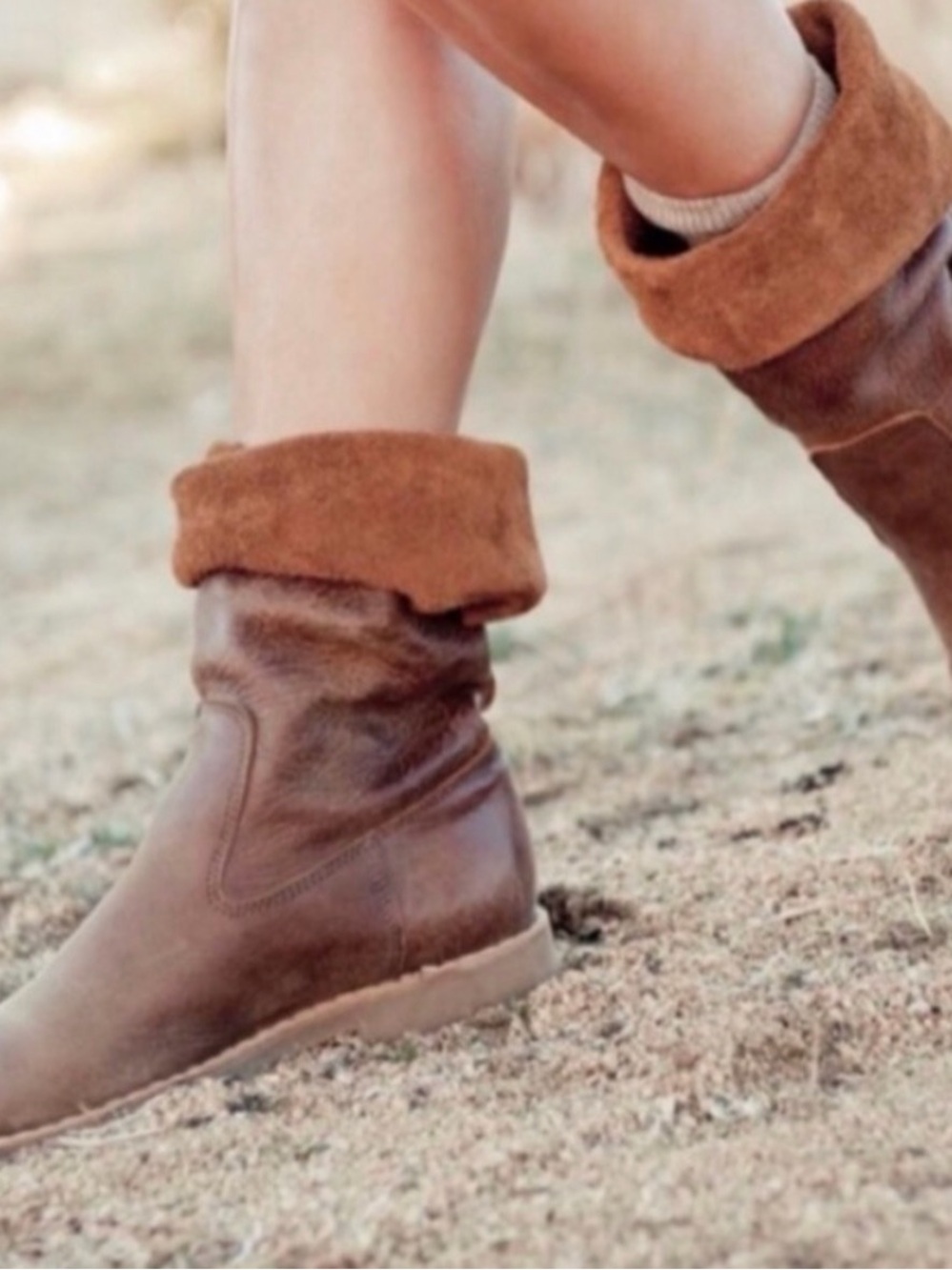 Women’s Size 9 Vintage Roots Tribal Brown Soft Leather Pull-On Roll Down Boots